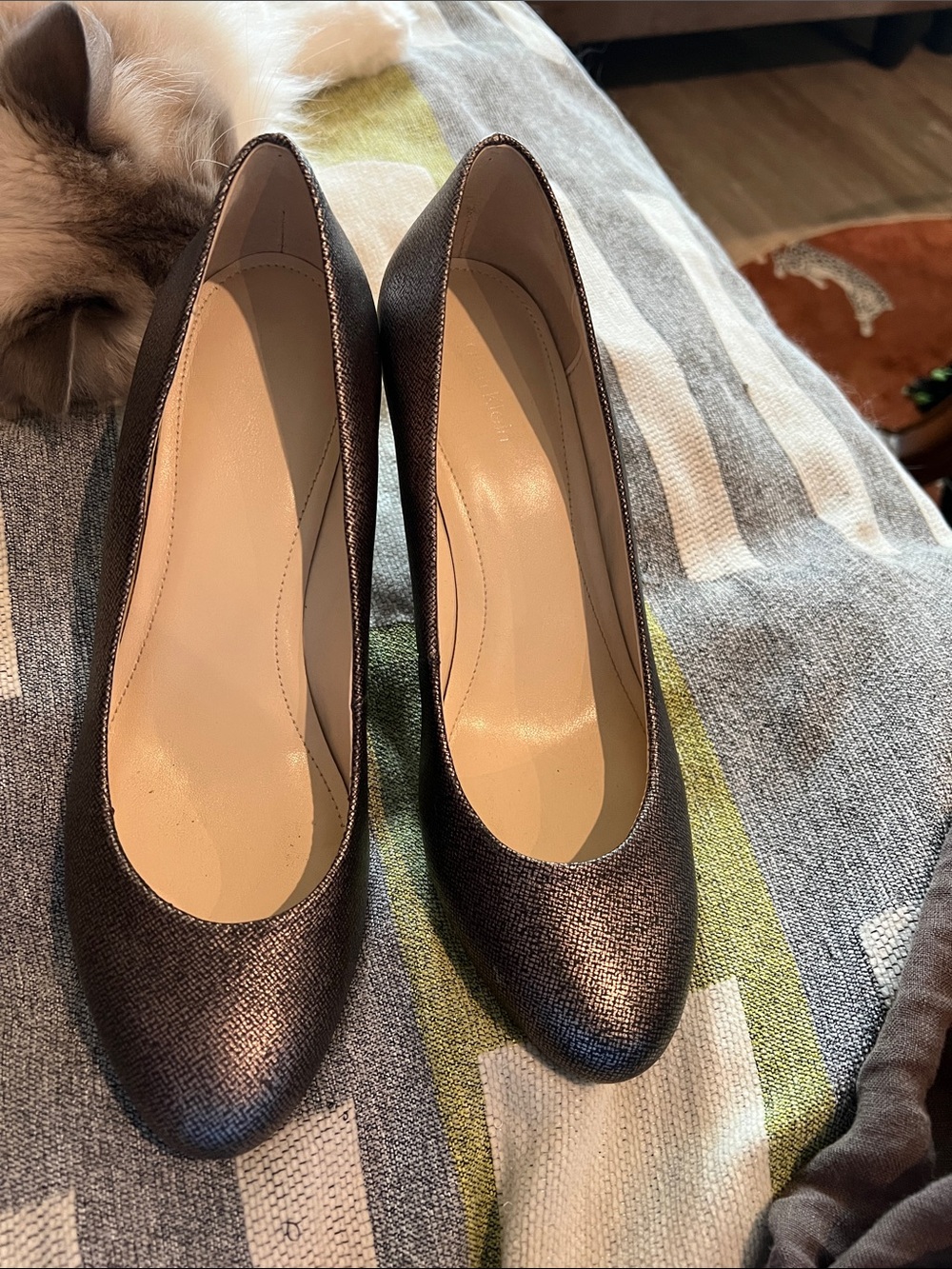Calvin Klein Metallic Bronze Round-Toe Pumps